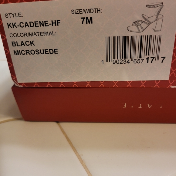 Kelly & Katie Strappy, Black Microsuede, Rhinestones, Block Heel Sandal Size - Picture 5 of 8